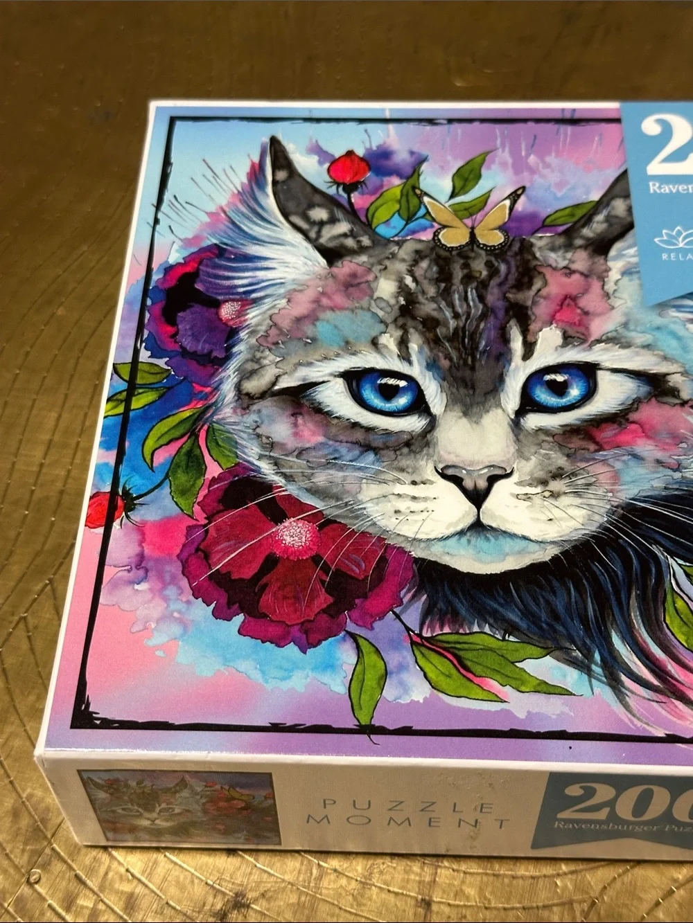 Ravensburger Puzzle Moments Cateye Colorful Cat Floral Puzzle ~ 200 pcs